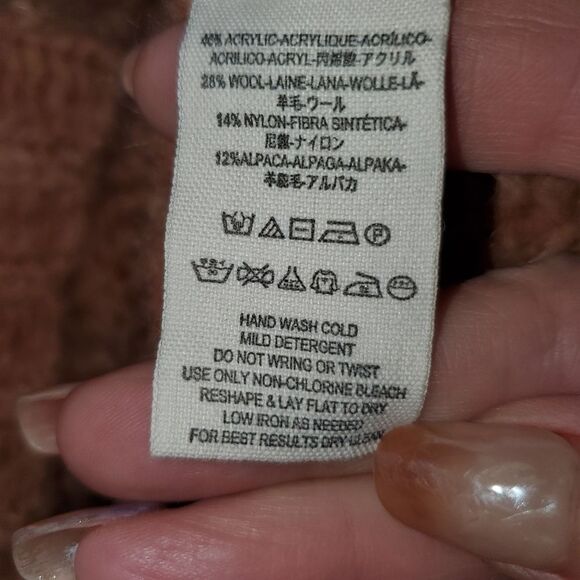 Free People Fluffy Fox Sweater Papaya Alpaca Wool Blend cowl neck chunky XS - Picture 8 of 9